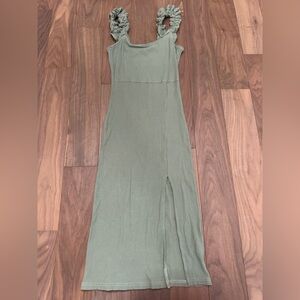 Pink Lily Sage Green Ribbed Maxi Dress